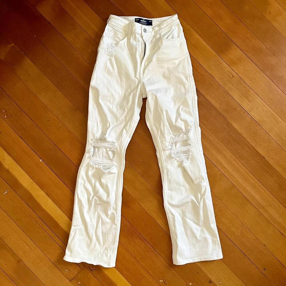 Vintage Y2K White Distressed Hollister Jeans, Size 0